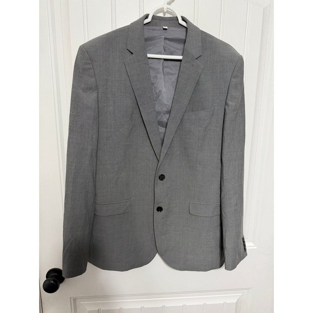 Express Blazer Mens 42R Extra Slim Fit Stretch Wool Blend Light Grey EUC
